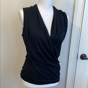 Banana Republic Elegant Black Sleeveless Wrap Top